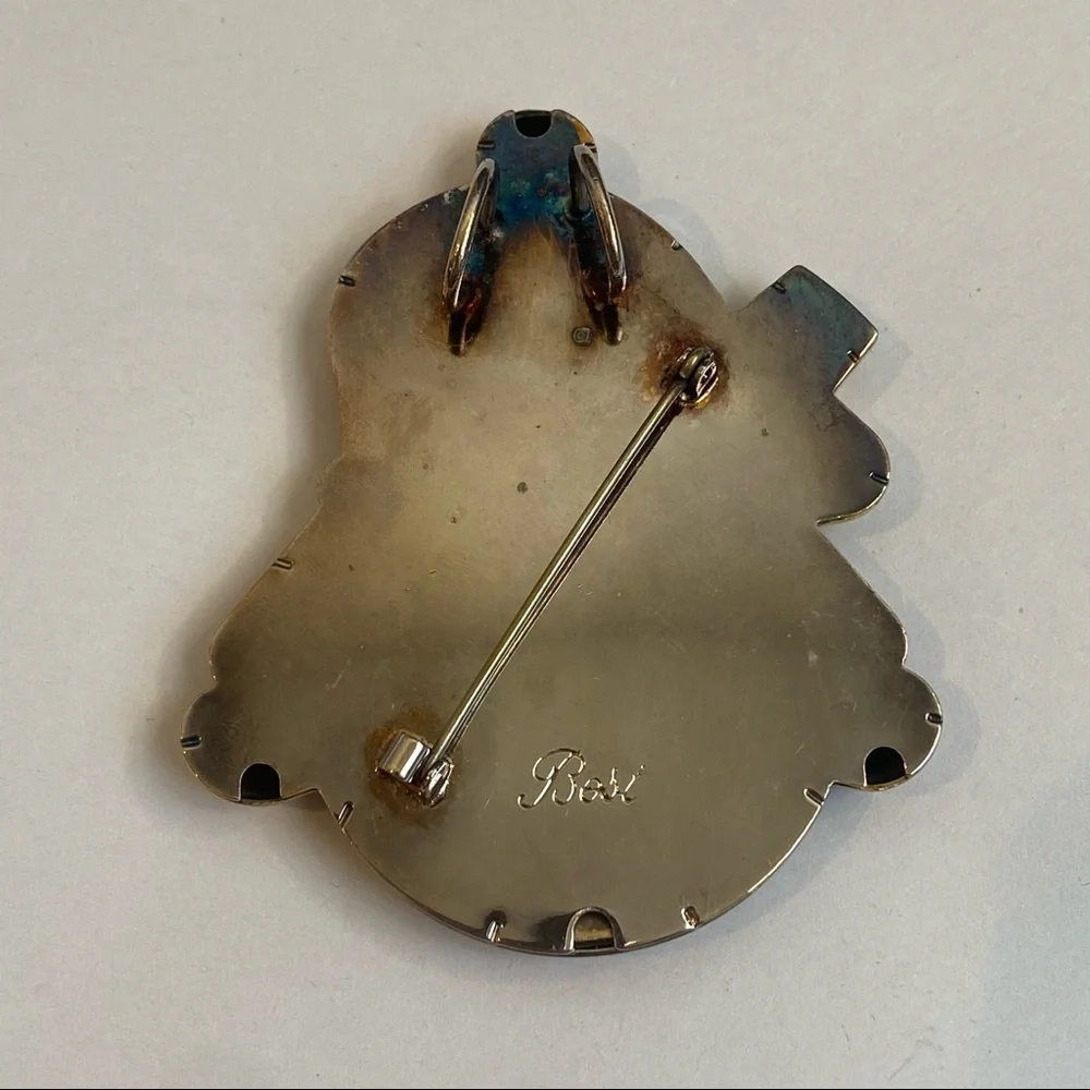 Vintage Best silver tone winter snowman brooch‎ lapel pin